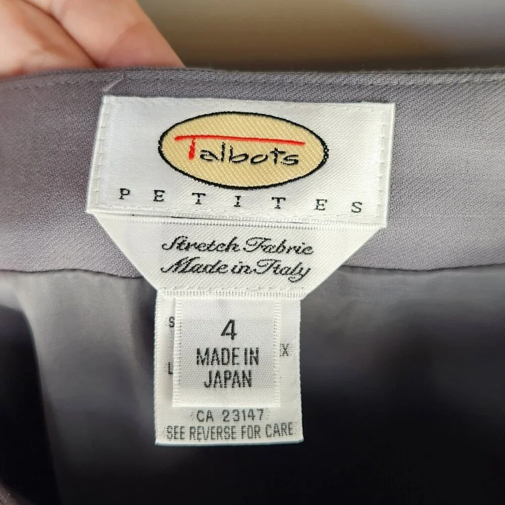 NWT Talbots Italian Wool Stretch Mini Pencil Skirt Gray sz 4P